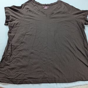 Woman Within Chocolate V-Neck Short Sleeve Tee